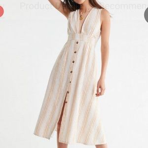 Urban Outfitters Millie Cotton stripe button-down low plunge sundress